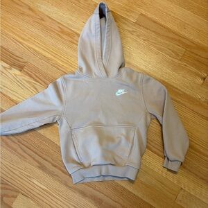 Nike Kids Hoodie in Light Taupe with White Logo